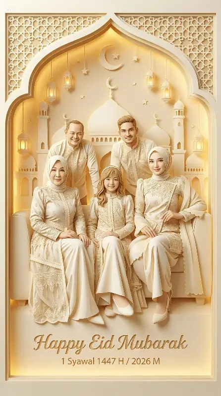 Eid Mubarak Papercut 3D